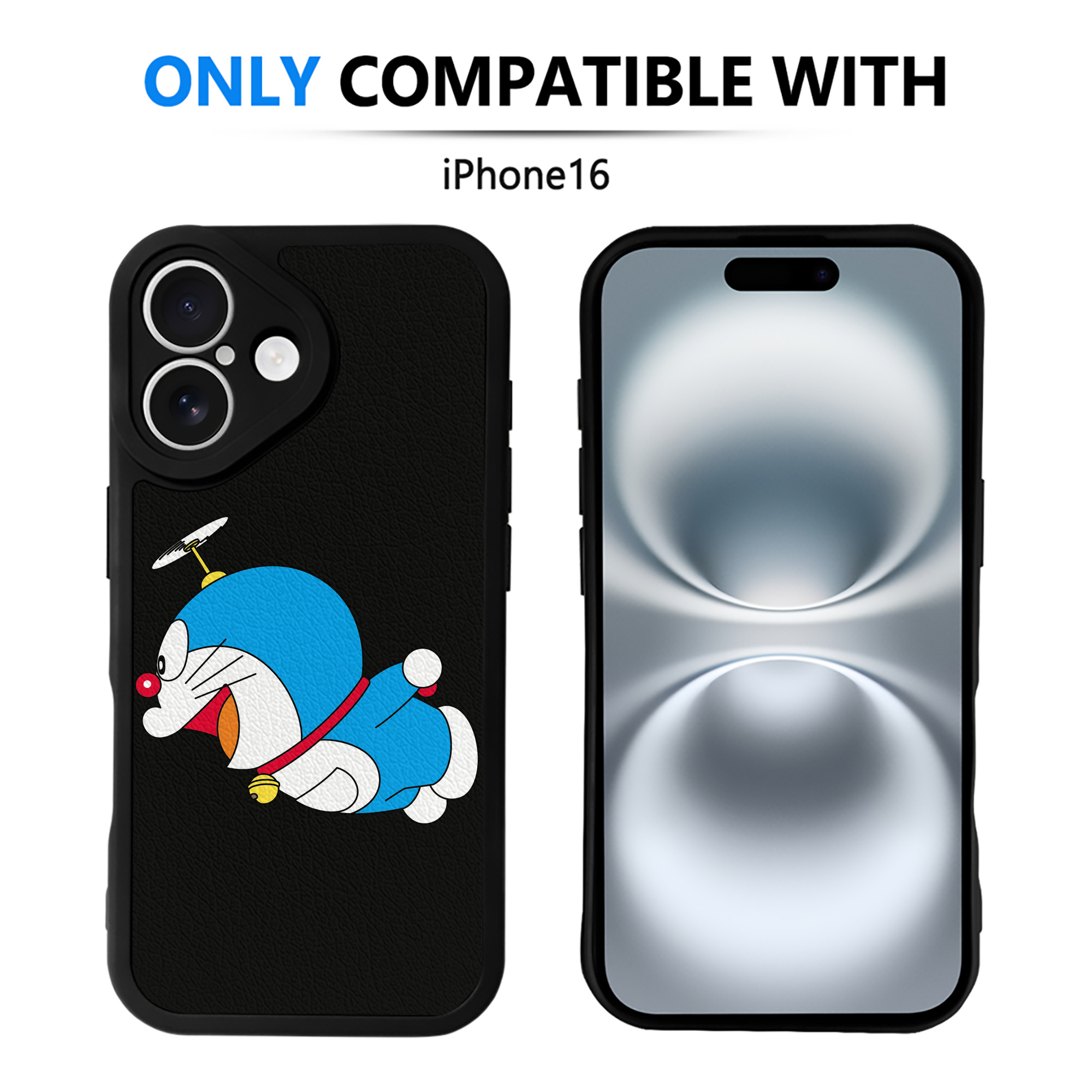 （画像用） ドラえもん Doraemon 【iPhone 16シリーズ対応】シリコンスマホケース（レザー調） 材質：シリコン
